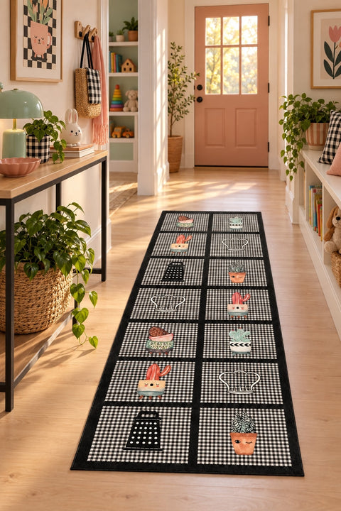 Striped Modern Kitchen Rug – Multicolor in a hallway
