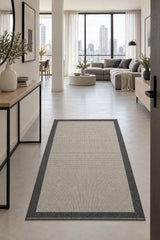 Striped Modern Kitchen Rug – Natural Jute in a hallway