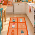 Striped Modern Kitchen Rug – Orange in a kitchen