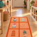 Striped Modern Kitchen Rug – Orange in a hallway