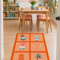 Striped Modern Kitchen Rug – Orange in a dining room