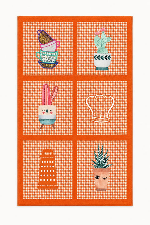 Striped Modern Kitchen Rug – Orange