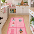 Striped Modern Kitchen Rug – Pink in a kitchen