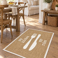 Striped Modern Kitchen Rug – White 1 in a dining room