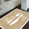 Striped Modern Kitchen Rug – White 1 in a kitchen