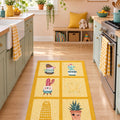 Striped Modern Kitchen Rug – Yellow in a kitchen