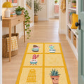 Striped Modern Kitchen Rug – Yellow in a hallway