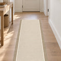 Striped Modern Kitchen Runner Rug – Beige in a hallway