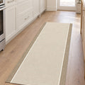 Striped Modern Kitchen Runner Rug – Beige in a kitchen