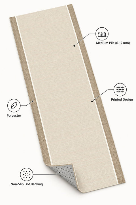 Striped Modern Kitchen Runner Rug – Beige – features