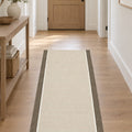 Striped Modern Kitchen Runner Rug – Brown in a hallway