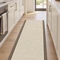 Striped Modern Kitchen Runner Rug – Brown in a kitchen