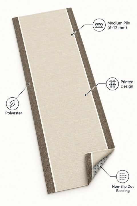 Striped Modern Kitchen Runner Rug – Brown – features