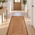 Striped Modern Kitchen Runner Rug – Cream in a hallway
