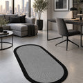Striped Modern Oval Kitchen Rug – Gray in a office