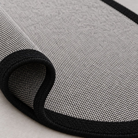 Striped Modern Oval Kitchen Rug – Gray – texture close-up