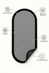 Striped Modern Oval Kitchen Rug – Gray – features