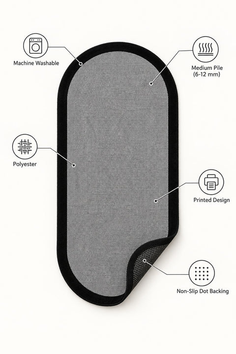 Striped Modern Oval Kitchen Rug – Gray – features