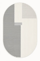 Striped Modern Oval Rug – Gray