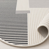 Striped Modern Oval Rug – Gray – texture close-up