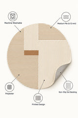 Striped Modern Round Area Rug – Multicolor – features