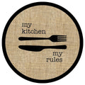 Striped Modern Round Kitchen Rug – Black