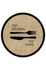 Striped Modern Round Kitchen Rug – Black