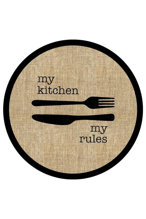 Striped Modern Round Kitchen Rug – Black