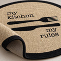 Striped Modern Round Kitchen Rug – Black – texture close-up