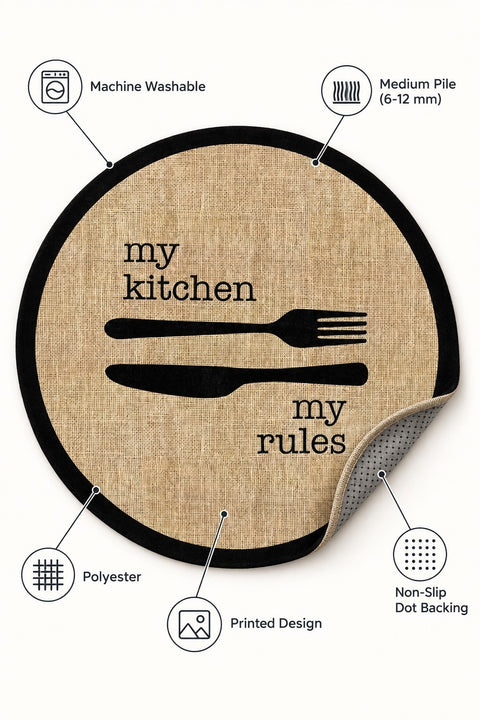 Striped Modern Round Kitchen Rug – Black – features