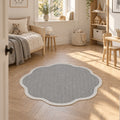 Striped Modern Round Kitchen Rug – Gray in a nursery