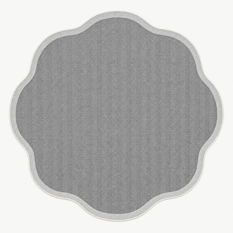 Striped Modern Round Kitchen Rug – Gray