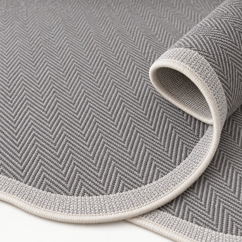Striped Modern Round Kitchen Rug – Gray – texture close-up