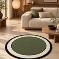 Striped Modern Round Kitchen Rug – Green in a living room