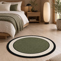 Striped Modern Round Kitchen Rug – Green in a bedroom