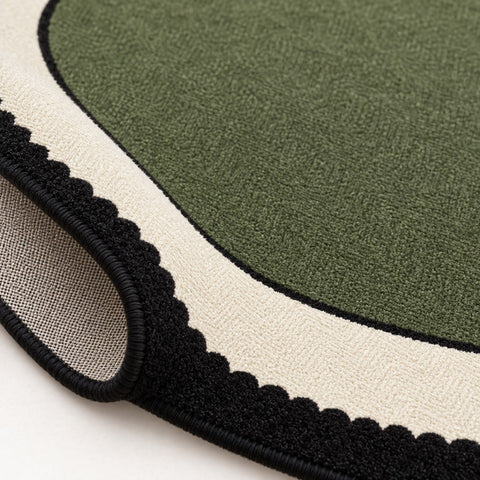 Striped Modern Round Kitchen Rug – Green – texture close-up