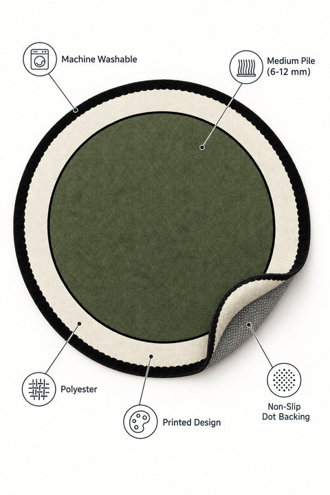 Striped Modern Round Kitchen Rug – Green – features