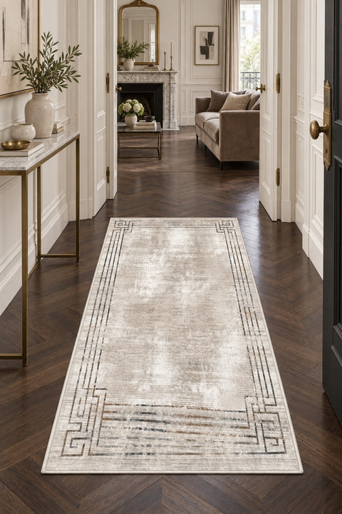Striped Modern Runner Rug in a hallway