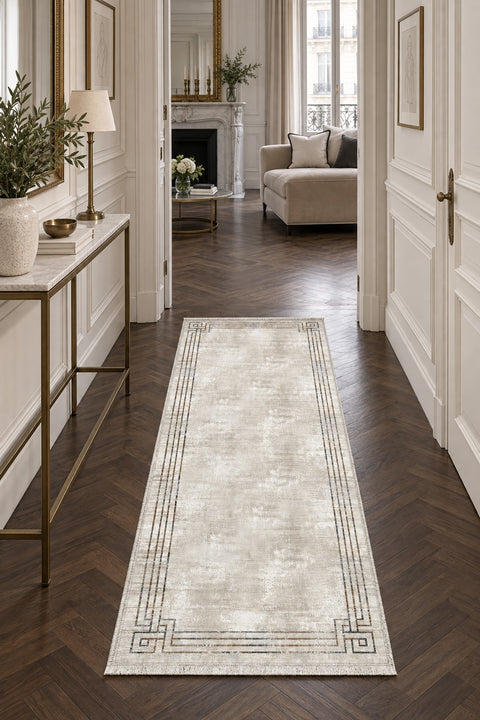 Striped Modern Runner Rug in a hallway