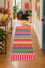 Striped Modern Runner Rug in a hallway