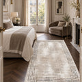 Striped Modern Runner Rug in a bedroom