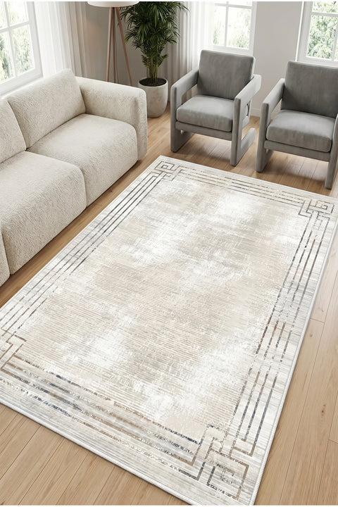Striped Modern Runner Rug in a living room
