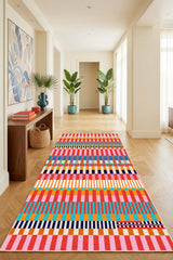 Striped Modern Runner Rug in a hallway