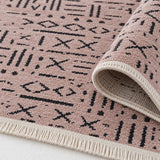 Striped Scandinavian Area Rug – Beige & Taupe – texture close-up