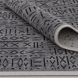 Striped Scandinavian Area Rug – Charcoal – texture close-up