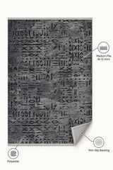 Striped Scandinavian Area Rug – Charcoal – features