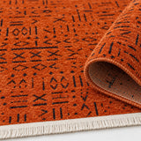 Striped Scandinavian Area Rug – Orange – texture close-up