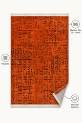 Striped Scandinavian Area Rug – Orange – features