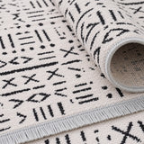 Striped Scandinavian Area Rug – White – texture close-up