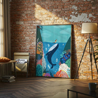 Suki McMaster Whale and Coral Reef Illustration Home Art Print